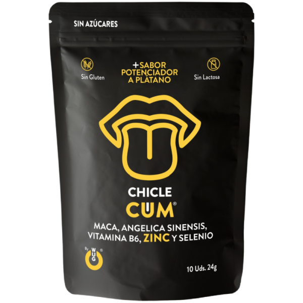 WUG CUM Chicle funcional con sabor a platano para potenciar la fertilidad vitalidad y energia masculina