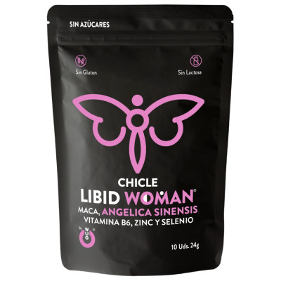WUG LIBID WOMAN Chicle funcional con Maca Ginseng Femenino y Zinc para potenciar la vitalidad femenina