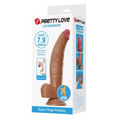 PRETTY LOVE CUTHBERT DILDO REALISTICO FLEXIBLE 20 CM O 5 CM TPE MARRON