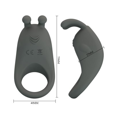 PRETTY LOVE ANILLO VIBRADOR RECARGABLE CON ESTIMULADOR DE CONEJO