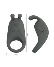 PRETTY LOVE ANILLO VIBRADOR RECARGABLE CON ESTIMULADOR DE CONEJO