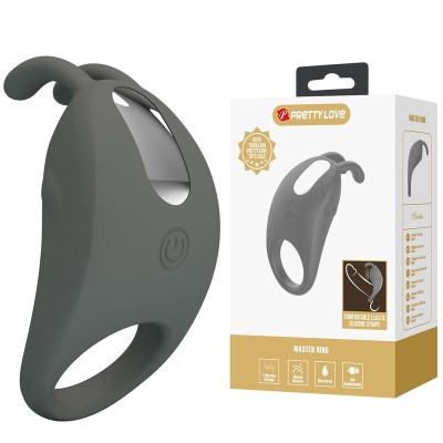 PRETTY LOVE ANILLO VIBRADOR RECARGABLE CON ESTIMULADOR DE CONEJO