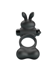 PRETTY LOVE ANILLO VIBRADOR PARA PENE CON ESTIMULADOR DE CONEJITO 10 FUNCIONES NEGRO