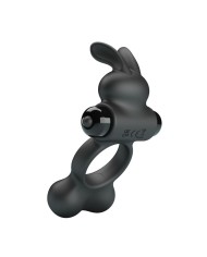 PRETTY LOVE ANILLO VIBRADOR PARA PENE CON ESTIMULADOR DE CONEJITO 10 FUNCIONES NEGRO