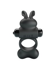 PRETTY LOVE ANILLO VIBRADOR PARA PENE CON ESTIMULADOR DE CONEJITO 10 FUNCIONES NEGRO