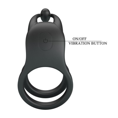 PRETTY LOVE GOODWIN ANILLO VIBRADOR DOBLE PARA PENE RECARGABLE NEGRO
