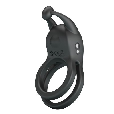 PRETTY LOVE GOODWIN ANILLO VIBRADOR DOBLE PARA PENE RECARGABLE NEGRO