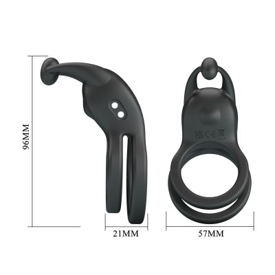 PRETTY LOVE GOODWIN ANILLO VIBRADOR DOBLE PARA PENE RECARGABLE NEGRO