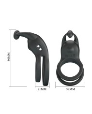 PRETTY LOVE GOODWIN ANILLO VIBRADOR DOBLE PARA PENE RECARGABLE NEGRO