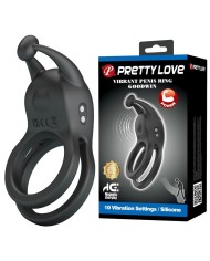 PRETTY LOVE GOODWIN ANILLO VIBRADOR DOBLE PARA PENE RECARGABLE NEGRO
