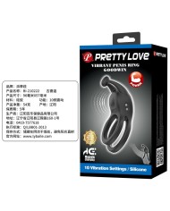 PRETTY LOVE GOODWIN ANILLO VIBRADOR DOBLE PARA PENE RECARGABLE NEGRO