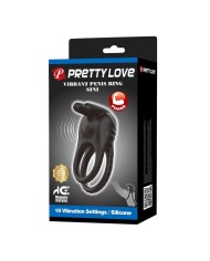 PRETTY LOVE SINI ANILLO PARA PENE VIBRADOR RECARGABLE 10 FUNCIONES NEGRO