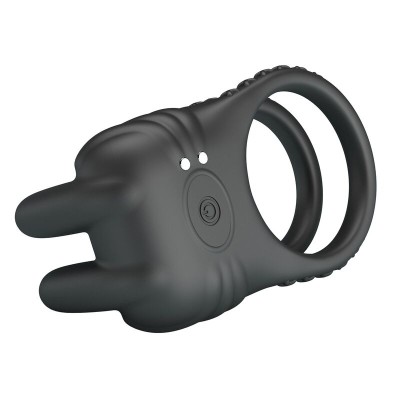 PRETTY LOVE SINI ANILLO PARA PENE VIBRADOR RECARGABLE 10 FUNCIONES NEGRO