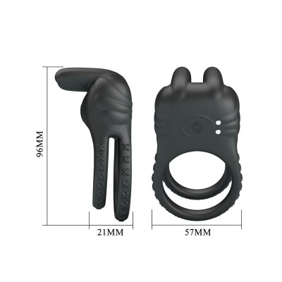 PRETTY LOVE SINI ANILLO PARA PENE VIBRADOR RECARGABLE 10 FUNCIONES NEGRO