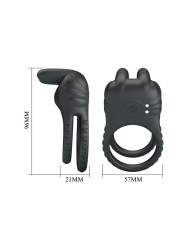 PRETTY LOVE SINI ANILLO PARA PENE VIBRADOR RECARGABLE 10 FUNCIONES NEGRO