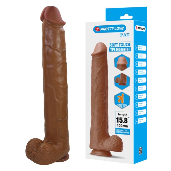 PRETTY LOVE PAT DILDO REALISTICO FLEXIBLE CON VENTOSA 40 CM O 6 CM MARRON