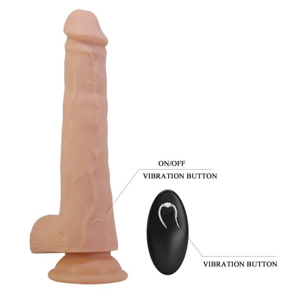 PRETTY LOVE MILES DILDO VIBRADOR CON EMPUJE Y ROTACION CONTROL REMOTO 235 CM O 48 CM COLOR NATURAL