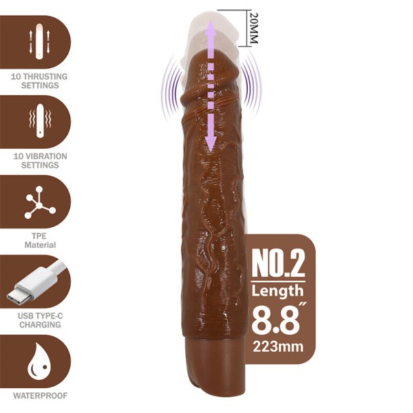 PRETTY LOVE KESSLER DILDO VIBRADOR REALISTA 10 MODOS DE VIBRACION Y 10 DE EMPUJE 22 CM MARRON