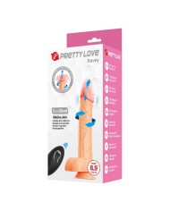 PRETTY LOVE DAVEY DILDO VIBRADOR CON EMPUJE Y ROTACION CONTROL REMOTO 225 CM O 48 CM COLOR NATURAL