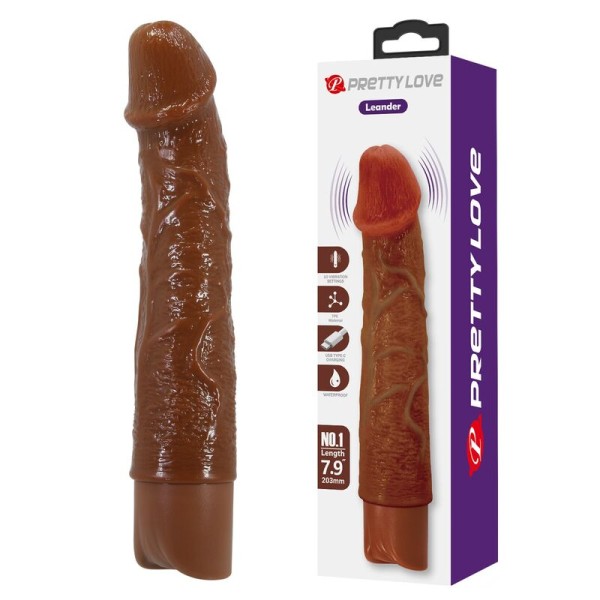 PRETTY LOVE LEONARDO VIBRADOR REALISTICO 20 CM O 4 CM COLOR MARRON
