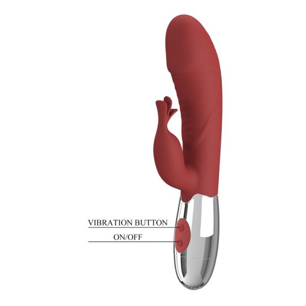 PRETTY LOVE VIBRADOR RABBIT ROSEWOOD 30 FUNCIONES RECARGABLE USB ROJO