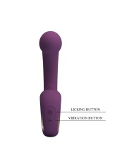PRETTY LOVE BRYNNLEE VIBRADOR CON ESTIMULADOR ORAL RECARGABLE 10 VIBRACIONES Y 5 FUNCIONES DE LAMIDO MORADO