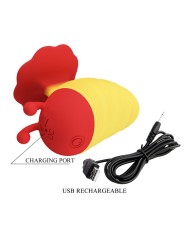 PRETTY LOVE LITTLE BEE ESTIMULADOR DE CLITORIS 7 MODOS RECARGABLE ROJO AMARILLO