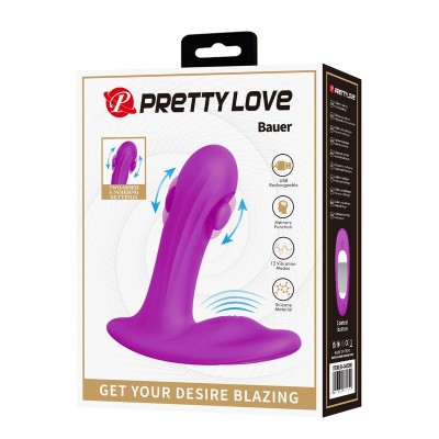 PRETTY LOVE BAUER MASAJEADOR DE PROSTATA 12 MODOS RECARGABLE MORADO