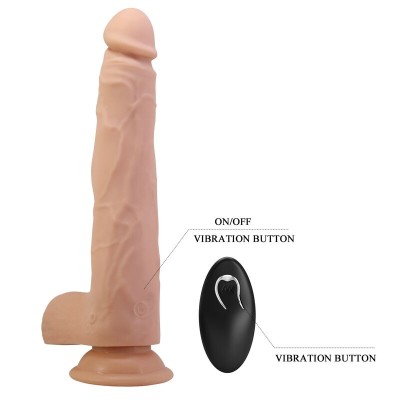 PRETTY LOVE NOLAN DILDO VIBRADOR CON EMPUJE Y ROTACION CONTROL REMOTO 245 CM O 5 CM COLOR NATURAL