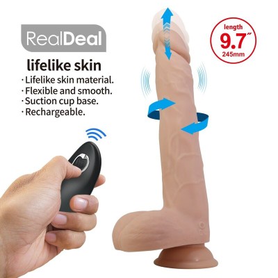 PRETTY LOVE NOLAN DILDO VIBRADOR CON EMPUJE Y ROTACION CONTROL REMOTO 245 CM O 5 CM COLOR NATURAL