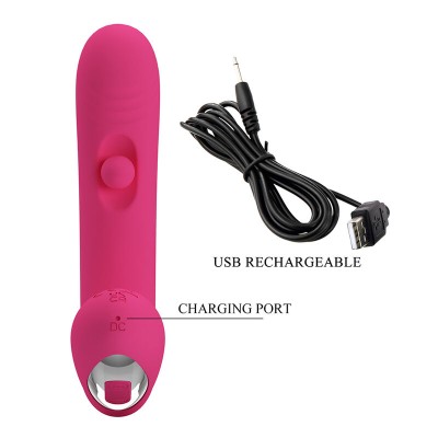 PRETTY LOVE DUDEN VIBRADOR DE SILICONA RECARGABLE 12 MODOS DE VIBRACION Y 3 MODOS DE BALANCEO ROSA