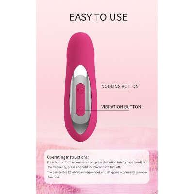 PRETTY LOVE DUDEN VIBRADOR DE SILICONA RECARGABLE 12 MODOS DE VIBRACION Y 3 MODOS DE BALANCEO ROSA