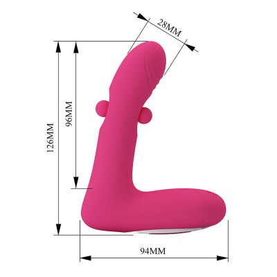 PRETTY LOVE DUDEN VIBRADOR DE SILICONA RECARGABLE 12 MODOS DE VIBRACION Y 3 MODOS DE BALANCEO ROSA
