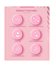PRETTY LOVE DUDEN VIBRADOR DE SILICONA RECARGABLE 12 MODOS DE VIBRACION Y 3 MODOS DE BALANCEO ROSA