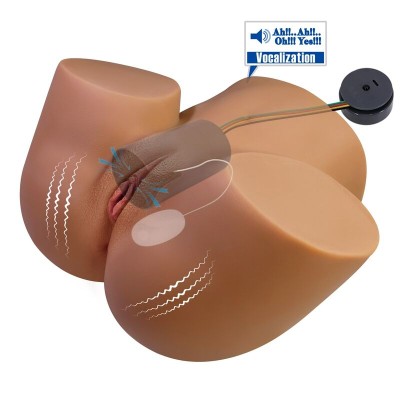 CRAZY BULL MASTURBADOR REALISTA TORSO FEMENINO DOBLE ENTRADA CON VIBRACION Y SUCCION COLOR NATURAL
