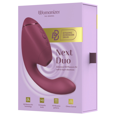 WOMANIZER DUO NEXT ESTIMULADOR VIBRADOR DUAL CLITORIS PUNTOG ROSA