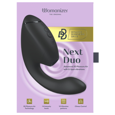 WOMANIZER DUO NEXT ESTIMULADOR VIBRADOR DUAL CLITORIS PUNTOG NEGRO