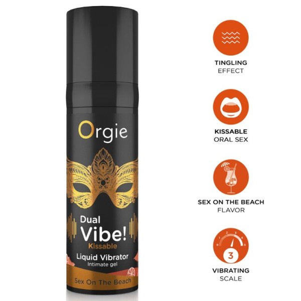 ORGIE DUAL VIBE SEX ON THE BEACH GEL INTIMO BESABLE EFECTO VIBRANTE 15 ML