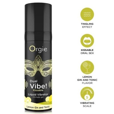 ORGIE DUAL VIBE LEMON GIN AND TONIC GEL INTIMO BESABLE EFECTO VIBRANTE 15 ML