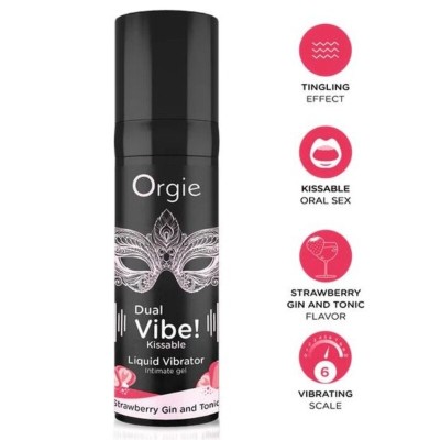 ORGIE DUAL VIBE GIN AND TONIC FRESA GEL INTIMO BESABLE EFECTO VIBRANTE 15 ML