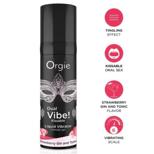 ORGIE DUAL VIBE GIN AND TONIC FRESA GEL INTIMO BESABLE EFECTO VIBRANTE 15 ML