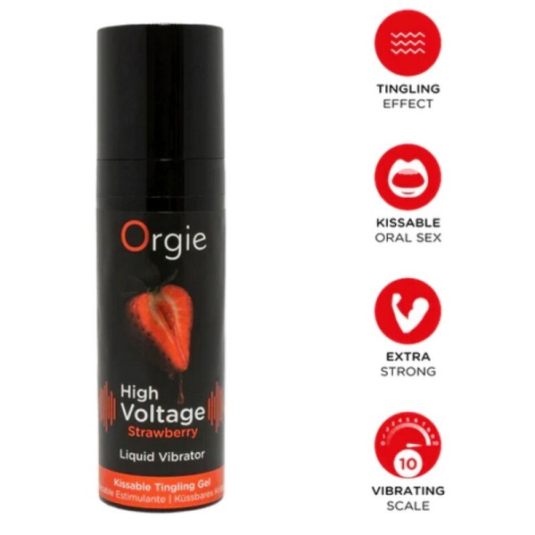 ORGIE HIGH VOLTAGE STRAWBERRY GEL INTIMO BESABLE EFECTO VIBRANTE EXTRA FUERTE 15 ML