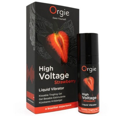 ORGIE HIGH VOLTAGE STRAWBERRY GEL INTIMO BESABLE EFECTO VIBRANTE EXTRA FUERTE 15 ML