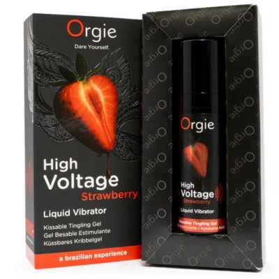 ORGIE HIGH VOLTAGE STRAWBERRY GEL INTIMO BESABLE EFECTO VIBRANTE EXTRA FUERTE 15 ML