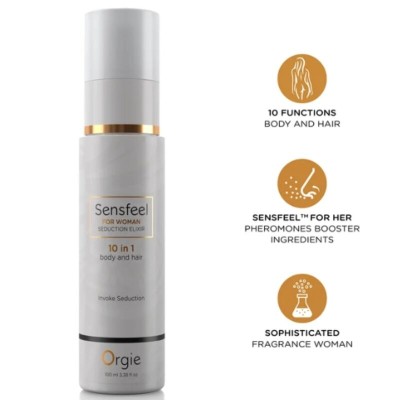 ORGIE SENSFEEL ELIXIR DE SEDUCCION PARA MUJER 10 EN 1 CUERPO Y CABELLO 100 ML