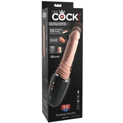 KING COCK PLUS THRUSTING COCK PRO DILDO DE SILICONA CON EMPUJE VIBRACION Y CALOR LIGHT 127 CM