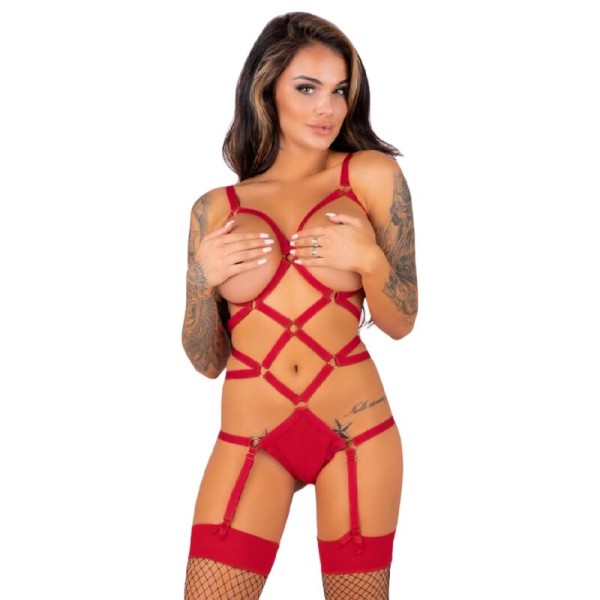 LIVCO CORSETTI FASHION THIARA LC 20213 SET BODY MEDIAS ROJA L XL