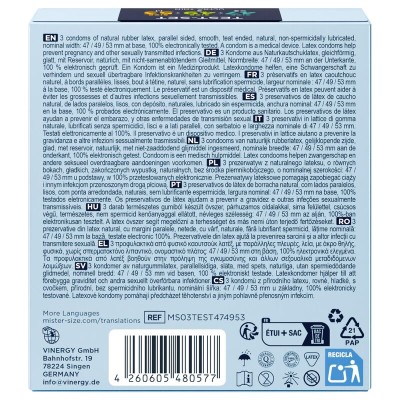 MISTER SIZE PACK MUESTRA PRESERVATIVOS TALLA 47 49 53 MM 3 UNIDADES