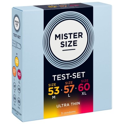 MISTER SIZE PACK MUESTRA PRESERVATIVOS TALLA 53 57 60 MM 3 UNIDADES