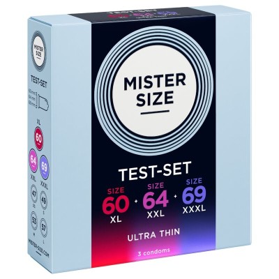 MISTER SIZE PACK MUESTRA PRESERVATIVOS TALLA 60 64 69 MM 3 UNIDADES